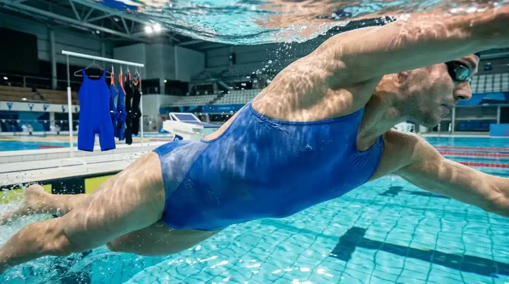 Nageur effectuant un crawl underwater dans une piscine